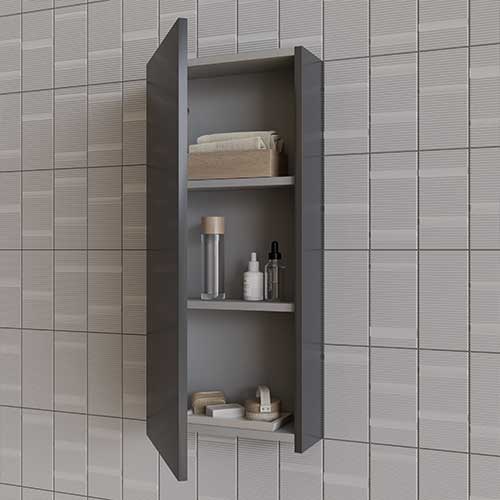 Mueble Auxiliar de Baño 35cm KANSHA 1 puerta Acabado en Antracita Brillo