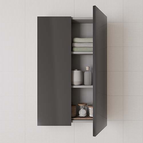 Mueble Auxiliar de Baño 50cm KANSHA 2 puertas Acabado en Antracita Brillo