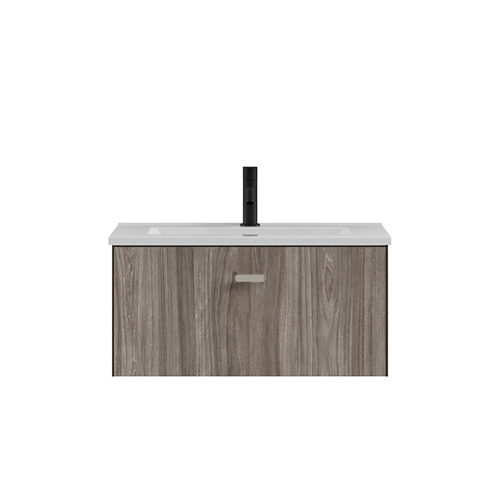 Mueble de baño MEI de 50 cm con un cajón. Acabado en Olmo Gris. | Incluye lavabo cerámico. - foto 2