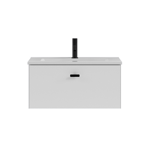 Mueble de baño MEI de 60 cm con un cajón. Acabado en Blanco Opaco. | Incluye lavabo cerámico. - foto 2