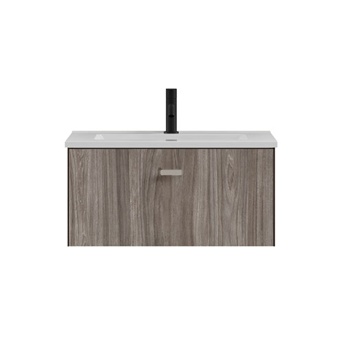 Mueble de baño MEI de 60 cm con un cajón. Acabado en Olmo Gris. | Incluye lavabo cerámico. - foto 2