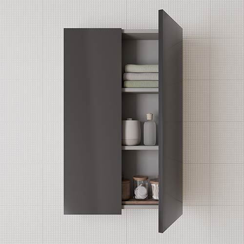 Mueble Auxiliar de Baño 50cm KANSHA 2puertas Acabado en Negro Mate