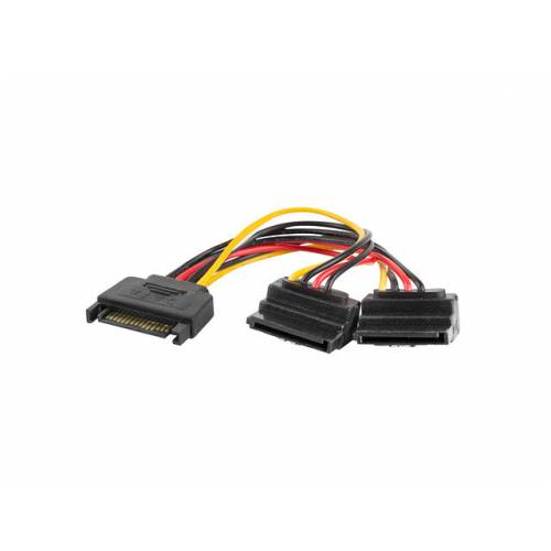 Lanberg CA-SASA-10CU-0015 cable de SATA 0,15 m SATA de 15 pines 2 x SATA de 15 pines Negro, Rojo, Amarillo