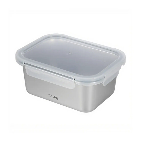 Tupper Hermético 1600ml Castey CA1600 Rectangular Para Microondas Acero Inoxidable