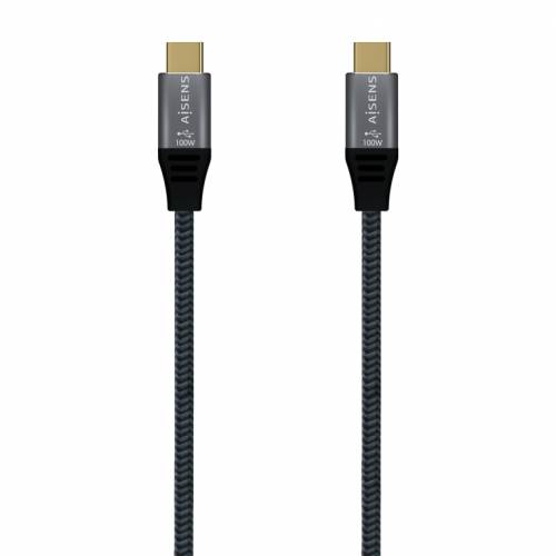 AISENS Cable USB 3.2 Gen2X2 Aluminio 20Gbps 5A 100W E-Mark, Tipo USB-C/M-USB-C/M, Gris, 2.0M