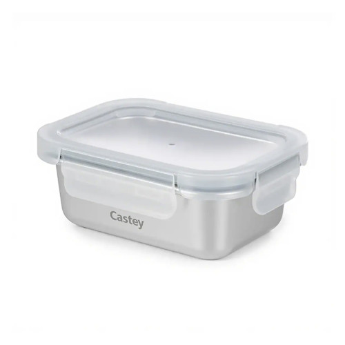 Tupper Hermético 420ml Castey CA420 Rectangular Para Microondas Acero Inoxidable