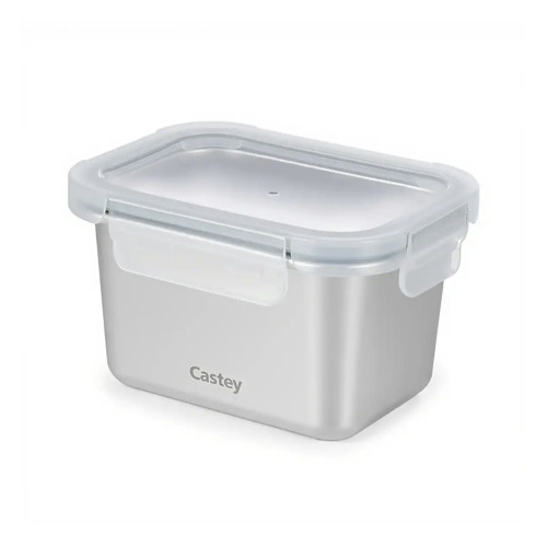 Tupper Hermético 750ml Castey CA750 Rectangular Para Microondas Acero Inoxidable