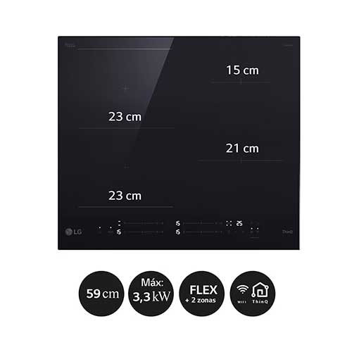 Inducción 2 Zonas + Flex 60cm LG CBIZ2435B Flex Wifi Cristal Negro - foto 2