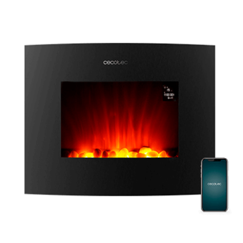 Chimenea electrica negra 2650 curve flames connected Cecotec