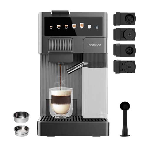 Cafetera Cápsulas 4en1 20 Bares Cecotec FreeStyle Latte T Molido, Dolce Gusto, Nespresso y K-fee Gris