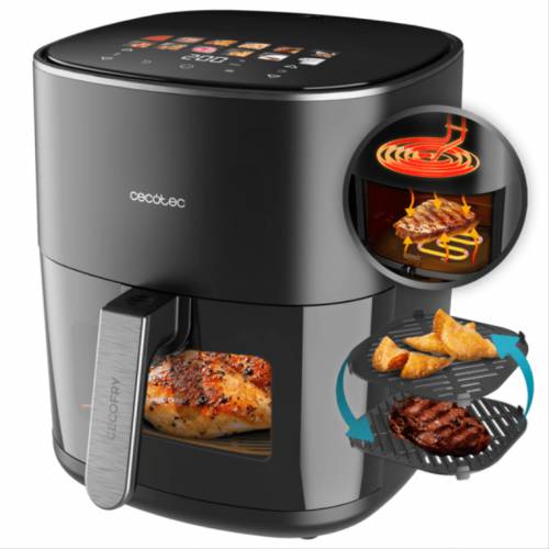 Cecotec Cecofry&Grill Duoheat 6500 Sencillo 6,5 L Independiente 2200 W Freidora de aire caliente Negro