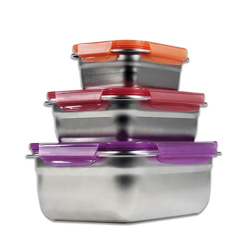 Set 3 fiambreras Sogo COCSS17325 De Acero Inox 