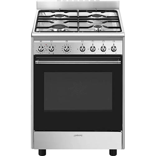 Cocina 90X60 4 Fuegos Smeg CX60GMX Gas Natural Con Horno Electrico Clase A Inox