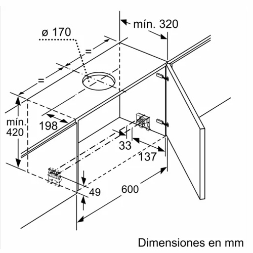 Campana 60cm extraíble Bosch DFS067K51 717m3h - foto 3