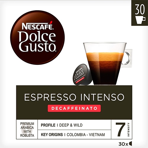 Nescafé Dolce Gusto Espresso Intenso  Descafeinado 30 Cápsulas Extra Crema 12523858 Intensidad 7