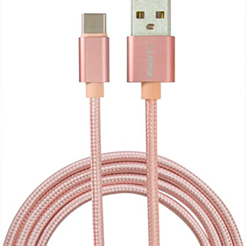 Cable USB 2.0 a Tipo C EIGHTT 1M Nylon Rosa
