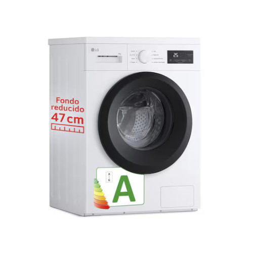 Lavadora 8kg 1400rpm LG F4A10S8NWK Vapor Fondo Reducido 47cm Blanca Clase A