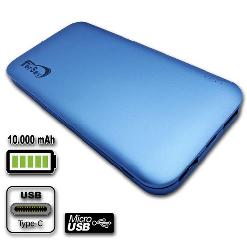 Batería externa Fersay 10000mAh Litio 2 USB azul