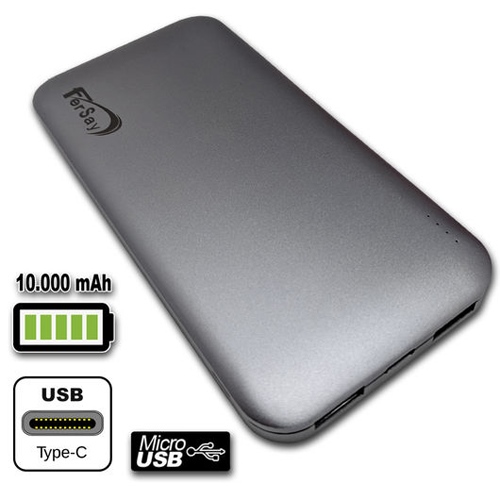 Batería externa Fersay 10000mAh Litio 2 USB gris