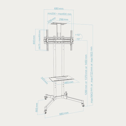 Soporte TV Suelo 32-70" TOOQ FS1470MB 50KG Negro - foto 3