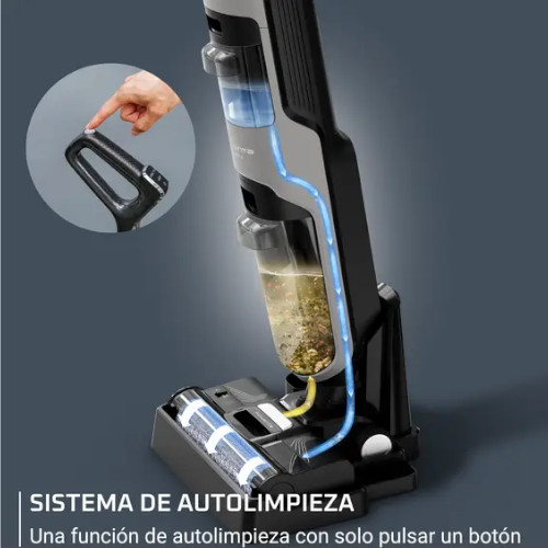 Fregona Aspirador Eléctrica 2 en 1 200W Sin Cable Rowenta X-Clean 4 GZ5035WO Sódilo Líquido Negro - foto 3