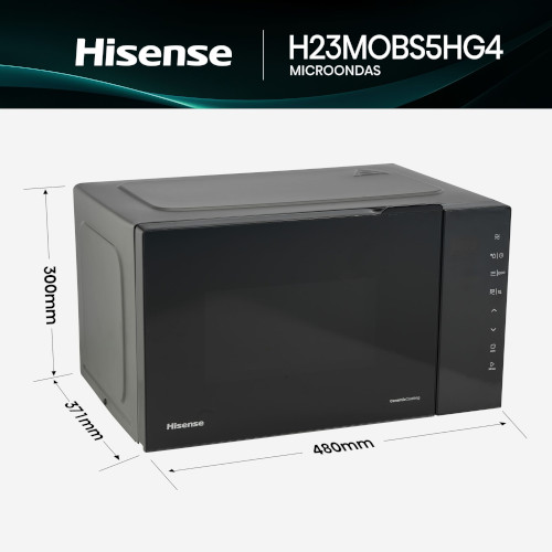 Microondas 23L 1000W Hisense H23MOBS5HG4 Grill Negro - foto 3