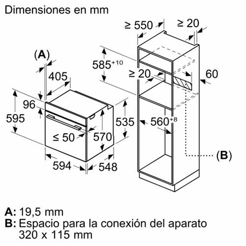 Horno Multifunción 60cm 71L Bosch HBA514ES3 Aqualisis 30D HotAir Inox A+ - foto 3