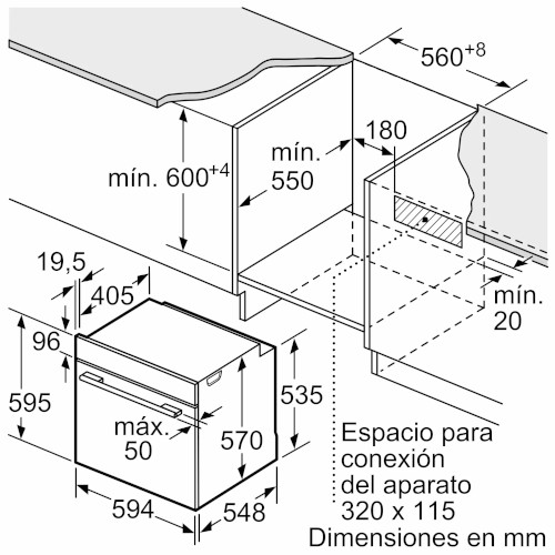 Horno Multifunción 60cm 71L Bosch HBG536EB4 Aqualisis Negro A+ - foto 3