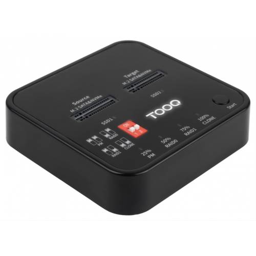 TooQ Docking Station USB-C 3.2 Gen 2 Dual Bay para SSD M.2 NGFF/NVMe Clonador, Negro