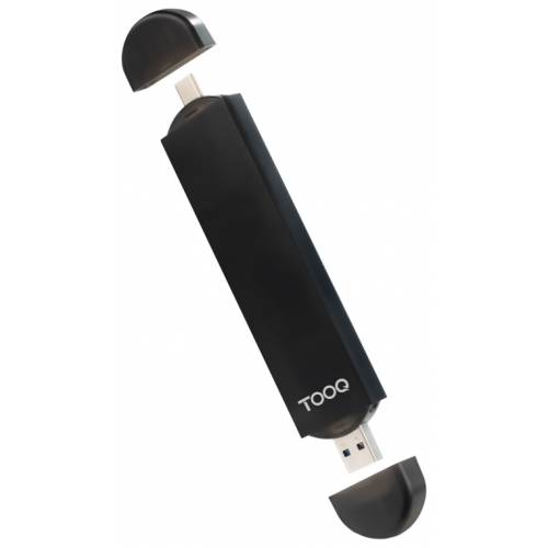 TooQ Caja Externa USB-C/M + USB-A/M para SSD M.2 NGFF/NVMe, Negra