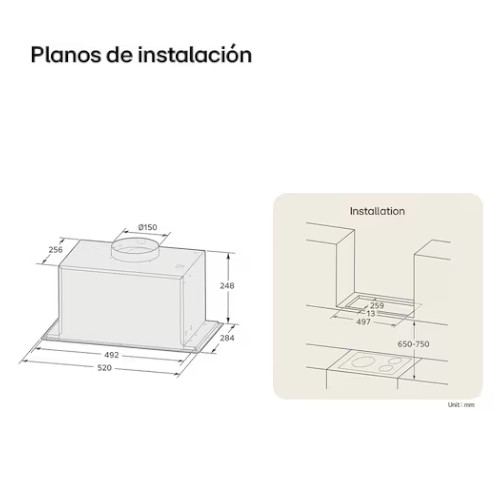Campana 60cm Integrable LG HE3Z2415S 640m³/h Inox C. - foto 3
