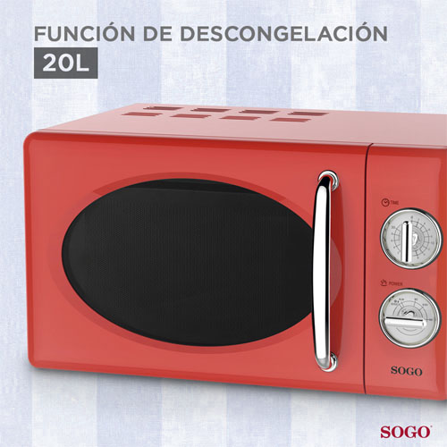 Microondas 20L 700W Sogo HORSS890R Retro Rojo - foto 2