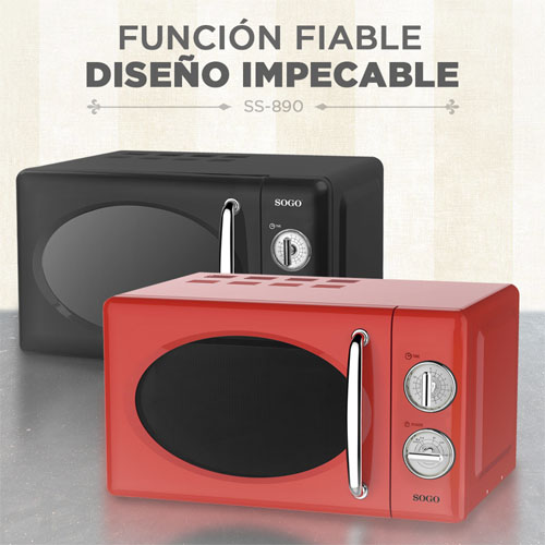 Microondas 20L 700W Sogo HORSS890R Retro Rojo - foto 3