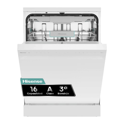 Lavavajilla 60cm 3ra Bandeja Hisense HS663A90WUK Blanco Clase A