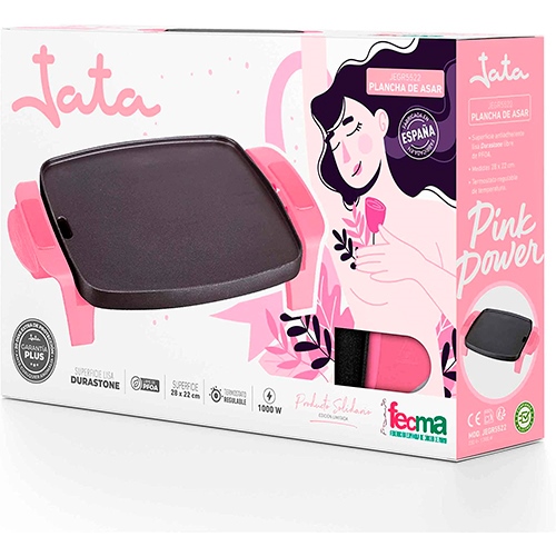 Plancha Asar Mini 1000W Jata JEGR5522 Rosa - foto 3