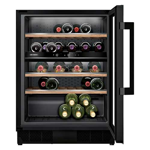 Vinoteca 82x60x58 44 Botellas SIEMENS KU21WAHG0 Integrable Puerta Cristal Clase G