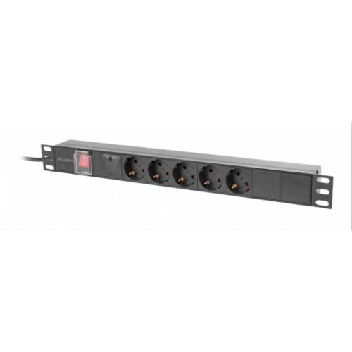 Lanberg PDU-05F-0200-BK unidad de distribución de energía (PDU) 5 salidas AC 1U Negro