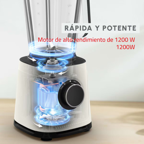 Batidora Vaso 1200 W 2 L Moulinex LM771AF0 Powelix PerfectMix Essential Cristal Crema Negro - foto 2