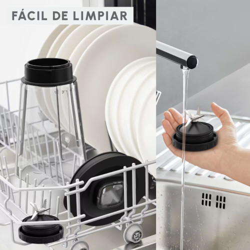 Batidora Vaso 1200 W 2 L Moulinex LM771AF0 Powelix PerfectMix Essential Cristal Crema Negro - foto 3