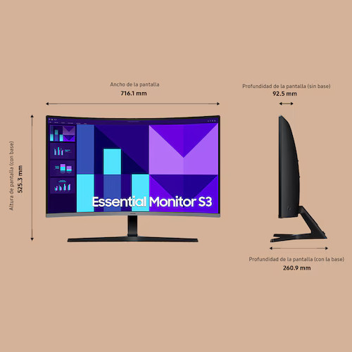 Monitor Curvo 32" Samsung S3(S39GD) IPS visión 178º AMD FreeSync 100Hz - foto 3