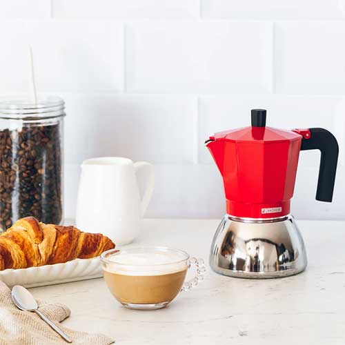 Cafetera 6 Tazas Monix M863106 Inducción Inox Rojo - foto 3