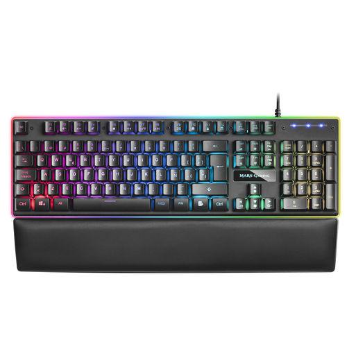 Teclado Mars Gaming Mk320 Usb Negro Rgb C/reposamu?ecas