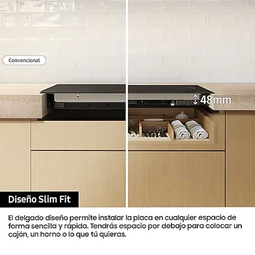 Inducción 3 Zonas 60cm Samsung NZ63C4036GKU1 1 Zona 32cm Negro - foto 2