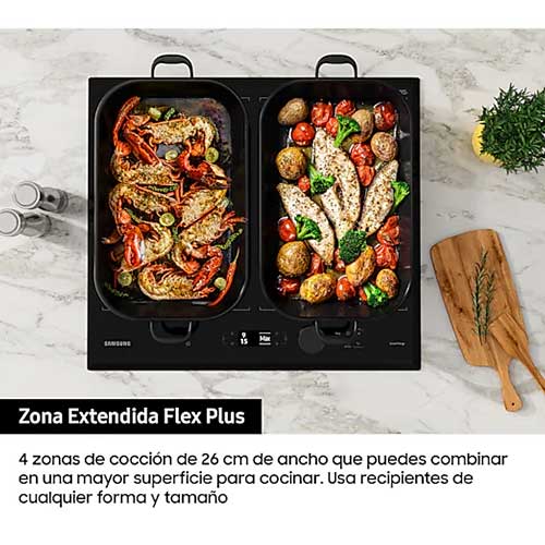 Inducción 60cm 4 Zonas Samsung NZ64B7799KKU1 Dual Flex Plus Wifi - foto 3