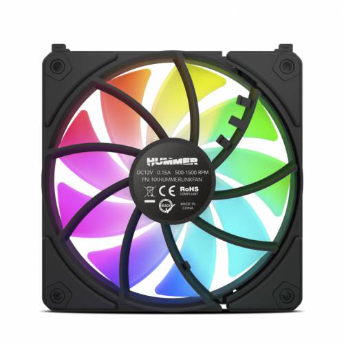 NOX Hummer NXHUMMERELINKBK sistema de refrigeración para ordenador Carcasa del ordenador Ventilador 12 cm Negro 1 pieza(s)