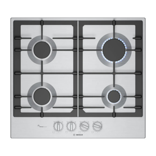 Encimera Gas 4 Fuegos 60cm Bosch PCP6A5I90 Natural Inox