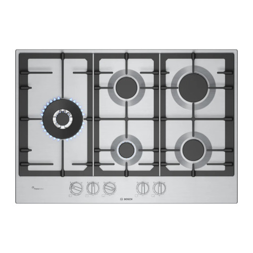 Encimera Gas 5 Fuegos 75cm Bosch PCS7A5I90 Natural Inox