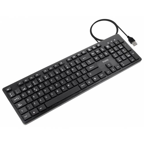 TooQ Teclado silencioso USB, 105 teclas, Negro
