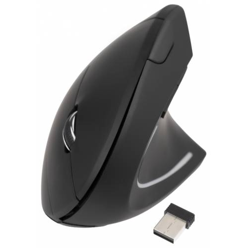 TooQ Ratón Inalámbrico Ergonómico Vertical 3200 DPI, 6 botones, Negro