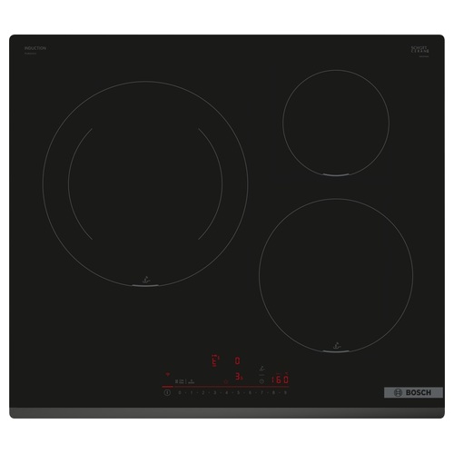 Inducción 3 zonas 60 cm Bosch PIJ631HC1E Zona grande 28 cm Negro